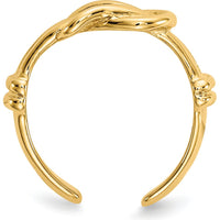 14K Yellow Gold Love Knot Toe Ring - Polished Finish, 2mm Band Width, 5mm Top Length by Oro Pregiato