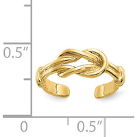 14K Yellow Gold Love Knot Toe Ring - Polished Finish, 2mm Band Width, 5mm Top Length by Oro Pregiato