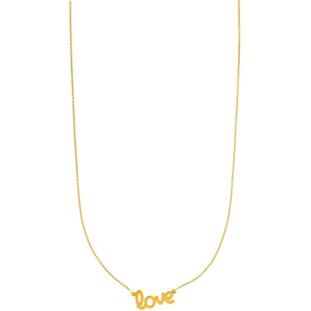 14K Yellow Gold "Love" Pendant Necklace - 18" by Orozza Fine Jewelry