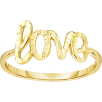 14K Yellow Gold "Love" Ring - Polished Finish with Hand-Scripted Motif - Size 7 by Orozza Fine Jewelry