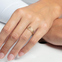 14K Yellow Gold "Love" Ring - Polished Finish with Hand-Scripted Motif - Size 7 by Orozza Fine Jewelry