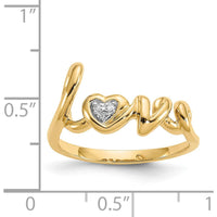 14K Yellow Gold Love Ring with Round Diamonds - 0.009 Carat Total Diamond Weight by 0