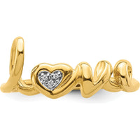 14K Yellow Gold Love Ring with Round Diamonds - 0.009 Carat Total Diamond Weight by 0