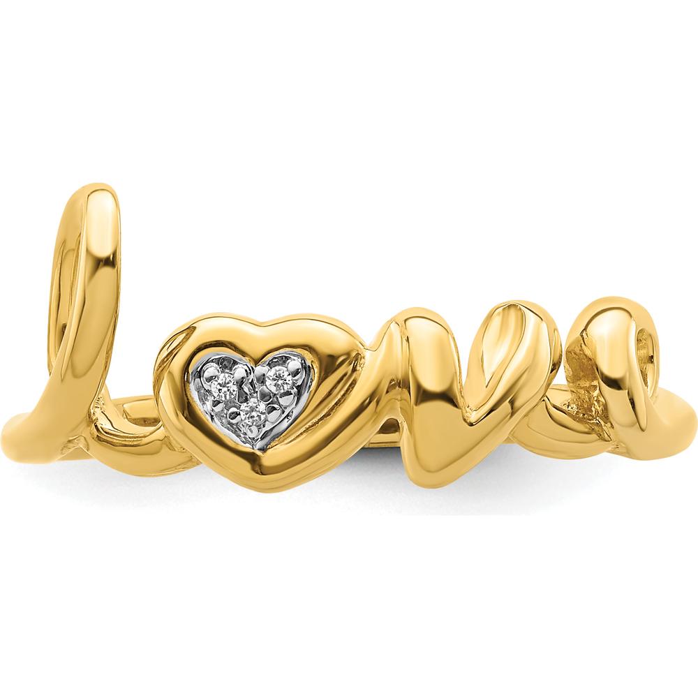14K Yellow Gold Love Ring with Round Diamonds - 0.009 Carat Total Diamond Weight by 0