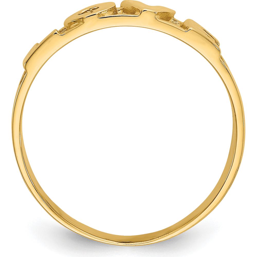 14K Yellow Gold "LOVE" Themed Ring with Polished Finish - Sizeable from 4-8 by Oro Pregiato