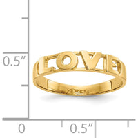 14K Yellow Gold "LOVE" Themed Ring with Polished Finish - Sizeable from 4-8 by Oro Pregiato