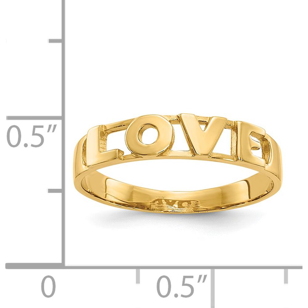 14K Yellow Gold "LOVE" Themed Ring with Polished Finish - Sizeable from 4-8 by Oro Pregiato