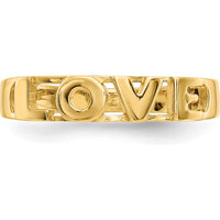 14K Yellow Gold "LOVE" Themed Ring with Polished Finish - Sizeable from 4-8 by Oro Pregiato