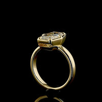 14K Yellow Gold Lozenge Step Cut Solitaire Ring with E-F VS1 Lab Diamond - 3.10 Carat Total Weight - Covaloro Fine Jewelry