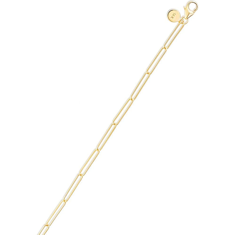 14K Yellow Gold Lungo Paperclip Chain Necklace - 18" with Pear Shaped Lobster Clasp by Orozza Fine Jewelry