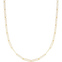 14K Yellow Gold Lungo Paperclip Chain Necklace - 18" with Pear Shaped Lobster Clasp by Orozza Fine Jewelry