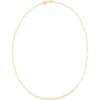 14K Yellow Gold Lungo Paperclip Chain Necklace - 18" with Pear Shaped Lobster Clasp by Orozza Fine Jewelry
