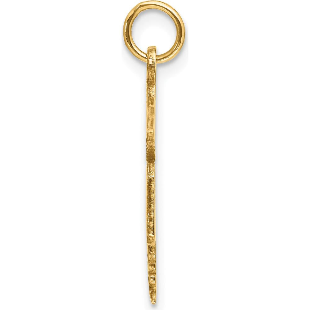 14K Yellow Gold M.D. Caduceus Charm Pendant - Polished Finish