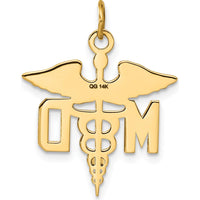 14K Yellow Gold M.D. Caduceus Charm Pendant - Polished Finish