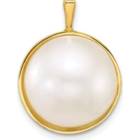 14K Yellow Gold Mabe Pearl Pendant - 14-15mm Saltwater Cultured Pearl by Monteluci Fine Jewelry