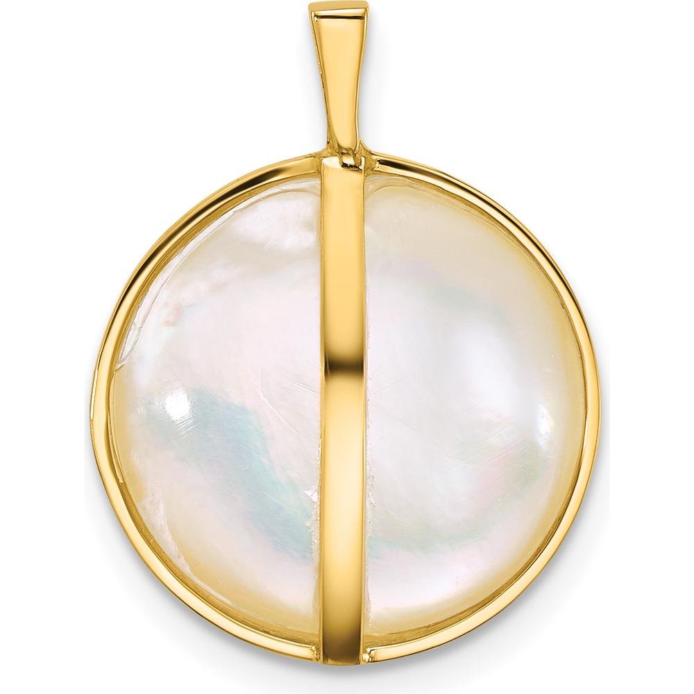 14K Yellow Gold Mabe Pearl Pendant - 14-15mm Saltwater Cultured Pearl by Monteluci Fine Jewelry