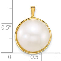 14K Yellow Gold Mabe Pearl Pendant - 14-15mm Saltwater Cultured Pearl by Monteluci Fine Jewelry