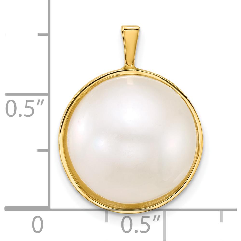 14K Yellow Gold Mabe Pearl Pendant - 14-15mm Saltwater Cultured Pearl by Monteluci Fine Jewelry