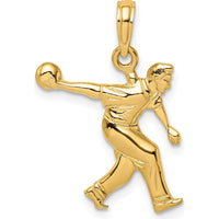 14K Yellow Gold Male Bowling Charm Pendant - Textured Finish by Oro Pregiato