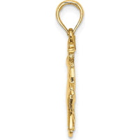 14K Yellow Gold Male Bowling Charm Pendant - Textured Finish by Oro Pregiato
