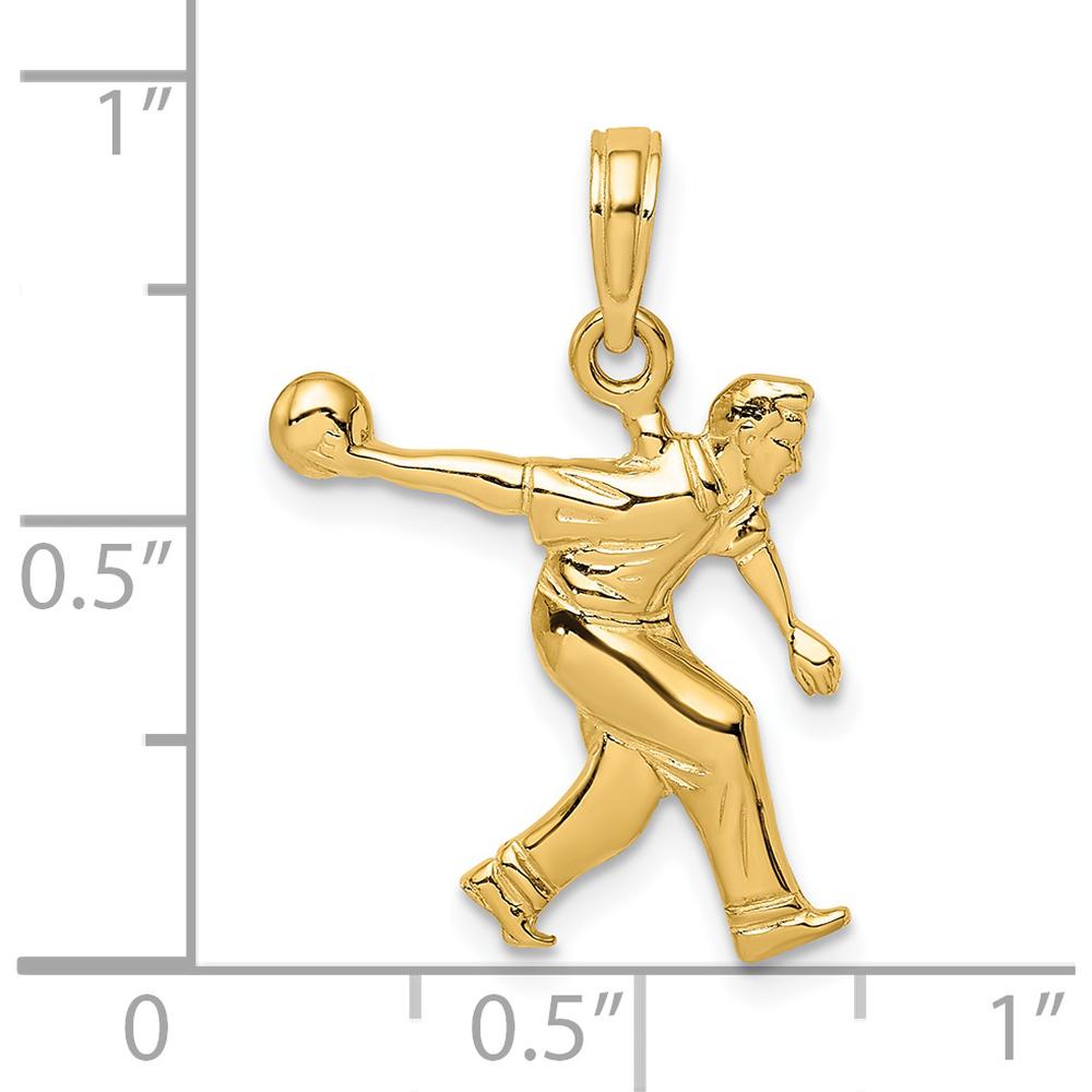 14K Yellow Gold Male Bowling Charm Pendant - Textured Finish by Oro Pregiato