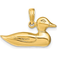 14K Yellow Gold Mallard Charm Pendant - Polished Finish by Oro Pregiato