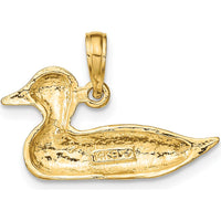 14K Yellow Gold Mallard Charm Pendant - Polished Finish by Oro Pregiato