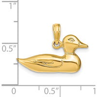 14K Yellow Gold Mallard Charm Pendant - Polished Finish by Oro Pregiato