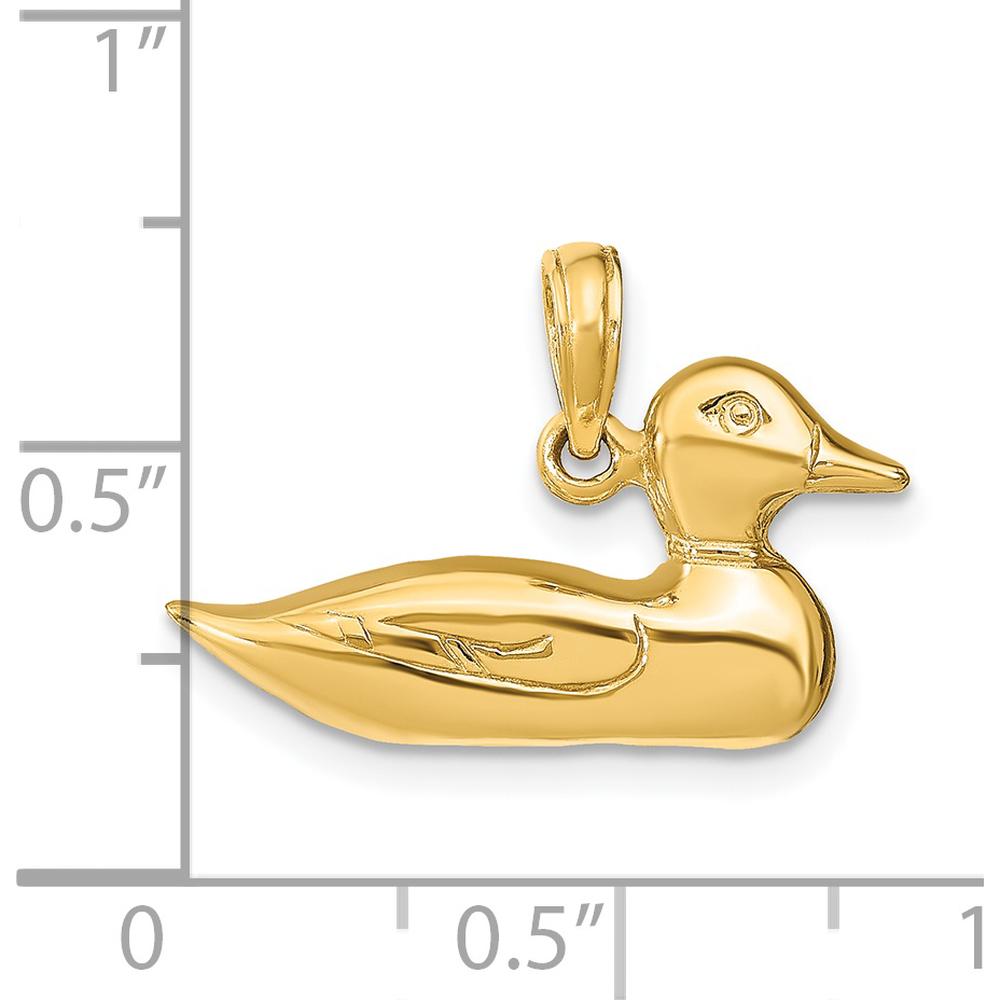 14K Yellow Gold Mallard Charm Pendant - Polished Finish by Oro Pregiato