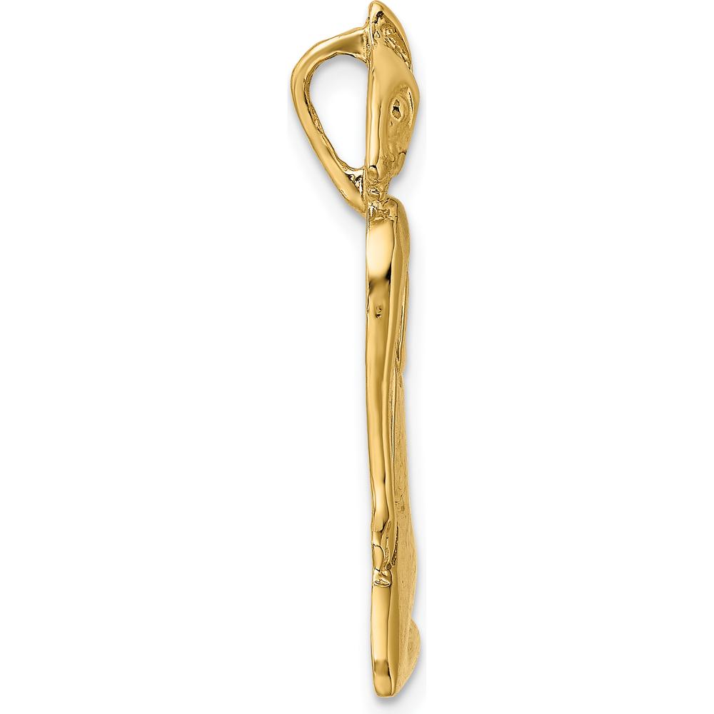 14K Yellow Gold Marco Island Cat Chain Slide Pendant - 28.7mm Length by Oro Pregiato