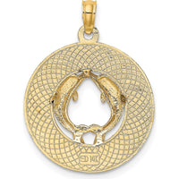 14K Yellow Gold Marco Island Dolphin Circle Pendant with Textured Finish by Oro Pregiato