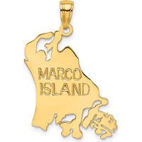 14K Yellow Gold Marco Island Map Charm - 29.4mm Length by Oro Pregiato