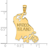 14K Yellow Gold Marco Island Map Charm - 29.4mm Length by Oro Pregiato
