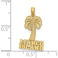 14K Yellow Gold Marco Island Palm Tree Charm Pendant - Tropical Beach Vacation Jewelry by Oro Pregiato