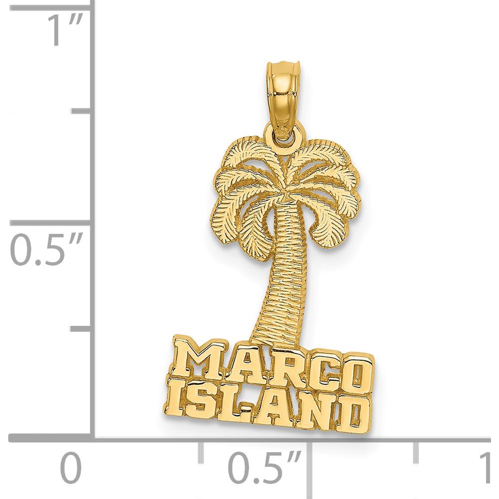 14K Yellow Gold Marco Island Palm Tree Charm Pendant - Tropical Beach Vacation Jewelry by Oro Pregiato