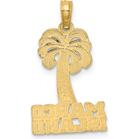 14K Yellow Gold Marco Island Palm Tree Charm Pendant - Tropical Beach Vacation Jewelry by Oro Pregiato