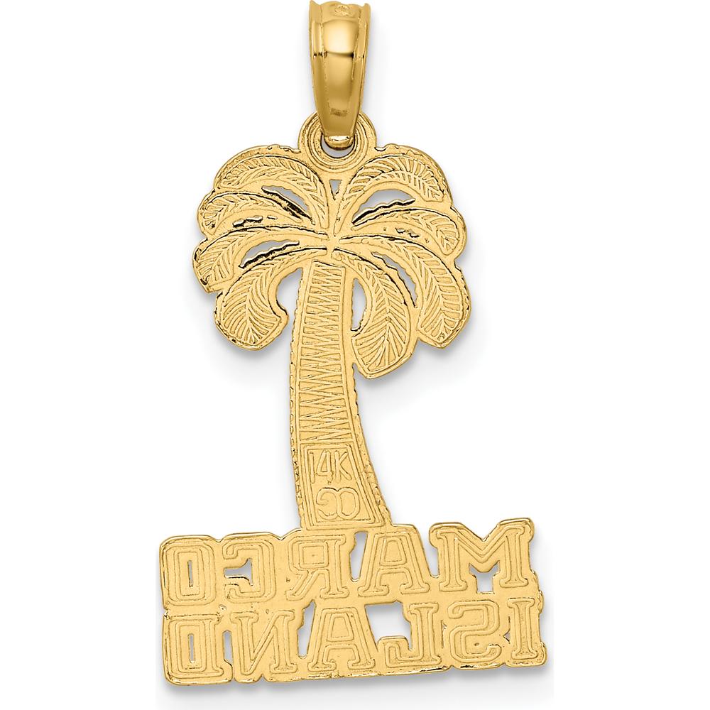 14K Yellow Gold Marco Island Palm Tree Charm Pendant - Tropical Beach Vacation Jewelry by Oro Pregiato