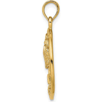 14K Yellow Gold "Marco Island" Palm Tree Round Charm with Engraved Detail by Oro Pregiato