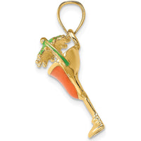 14K Yellow Gold Margarita Cocktail Charm with Multi-Colored Enamel - Playful Summer Pendant by Oro Pregiato