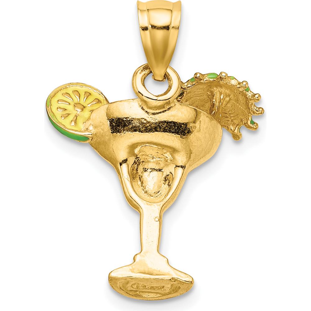 14K Yellow Gold Margarita Cocktail Charm with Multi-Colored Enamel - Playful Summer Pendant by Oro Pregiato