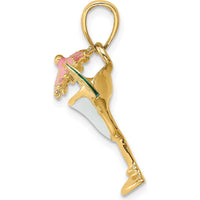 14K Yellow Gold Margarita Drink Pendant with Enamel Umbrella and Lime Charm by Oro Pregiato
