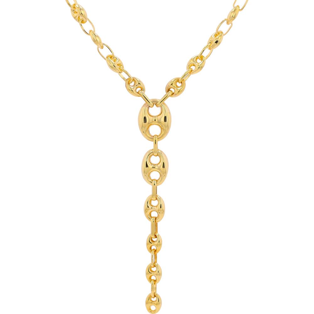 14K Yellow Gold Mariner Link Y-Chain Necklace - Timeless Nautical Elegance