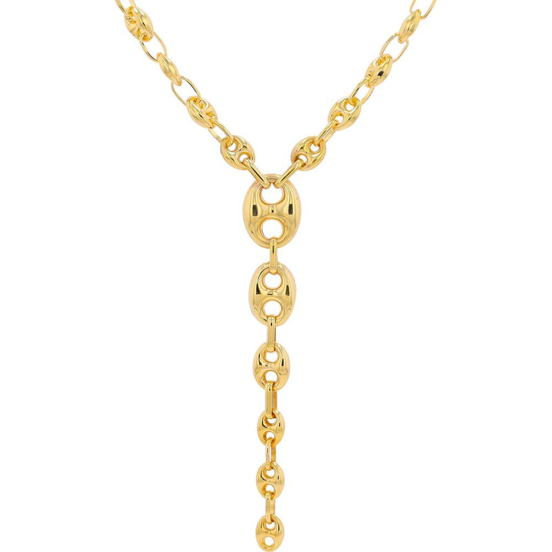 14K Yellow Gold Mariner Link Y-Chain Necklace - Timeless Nautical Elegance