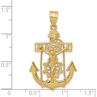 14K Yellow Gold Mariners Cross Pendant with Anchor Design by Oro Pregiato