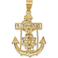 14K Yellow Gold Mariners Cross Pendant with Anchor Design by Oro Pregiato