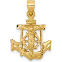 14K Yellow Gold Mariners Cross Pendant with Rope Detail - Solid Gold Design by Oro Pregiato