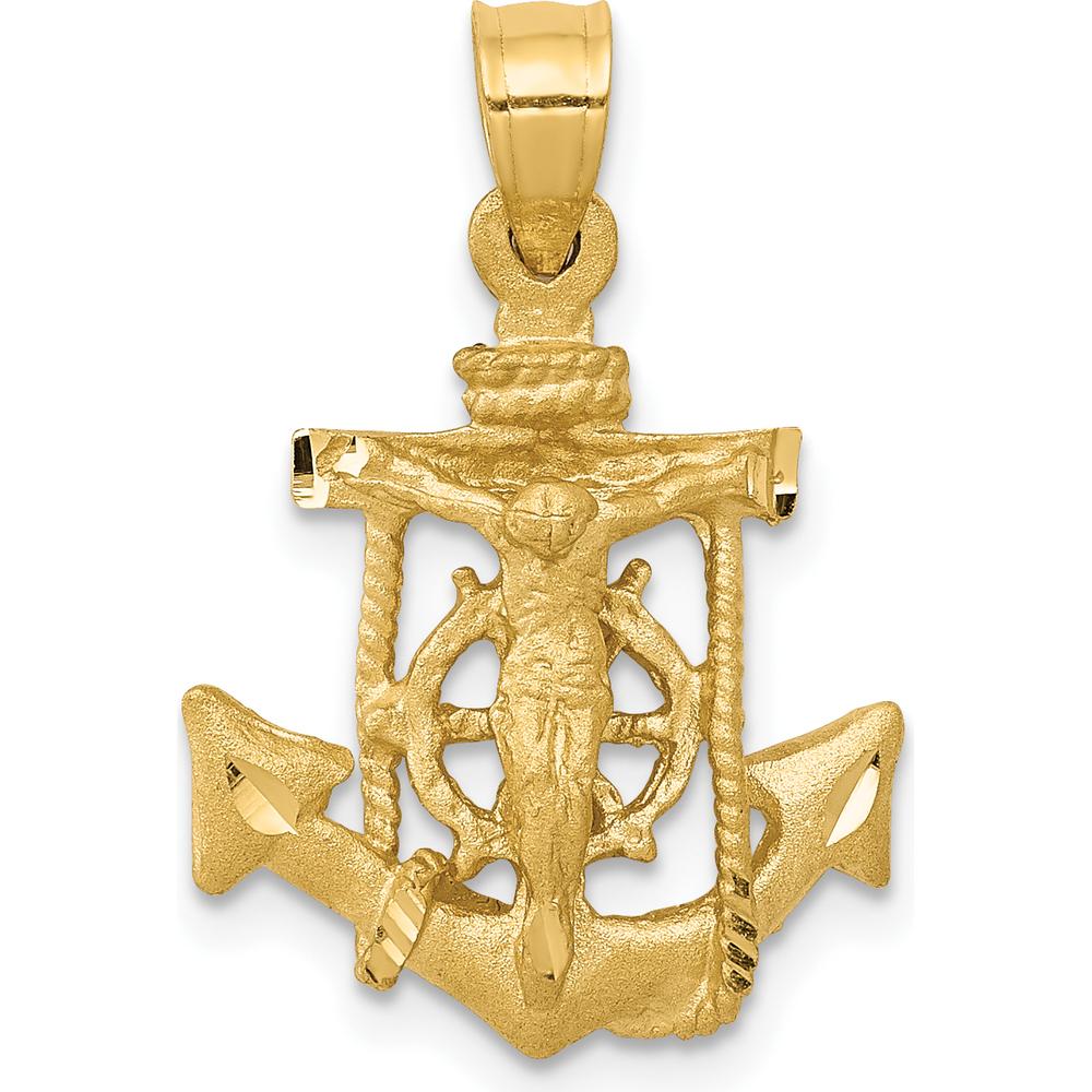 14K Yellow Gold Mariners Cross Pendant with Rope Detail - Solid Gold Design by Oro Pregiato