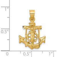 14K Yellow Gold Mariners Cross Pendant with Rope Detail - Solid Gold Design by Oro Pregiato