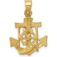 14K Yellow Gold Mariners Cross Pendant with Rope Detail - Solid Gold Design by Oro Pregiato