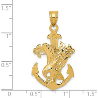 14K Yellow Gold Mariners Cross with Eagle Pendant - 35mm Length, 20mm Width by Oro Pregiato